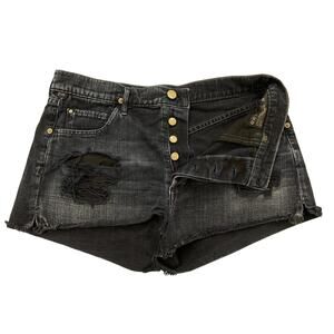 Citizens of Humanity Cutoff Jean Shorts Womens 28 Black Button Fly Grunge 30x2
